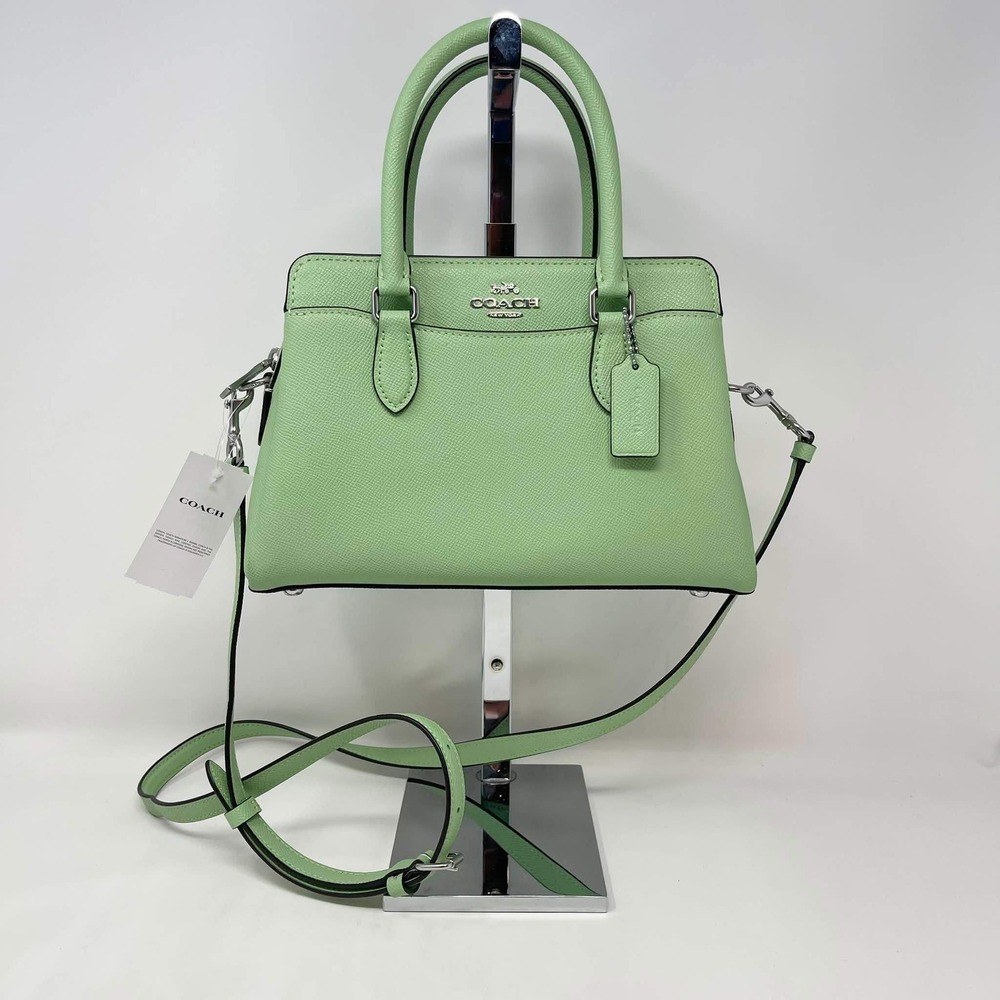 Coach Mini Darcie Carryall Bag Pale Pistachio Crossgrain Leather Crossbody CH297